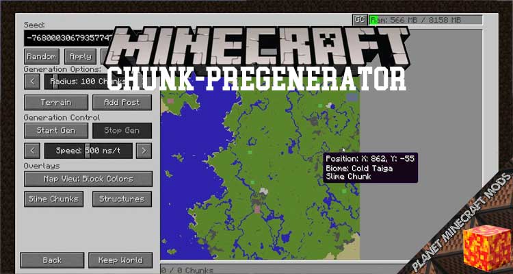 Chunk-Pregenerator Mod 1.16.5/1.12.2/1.7.10