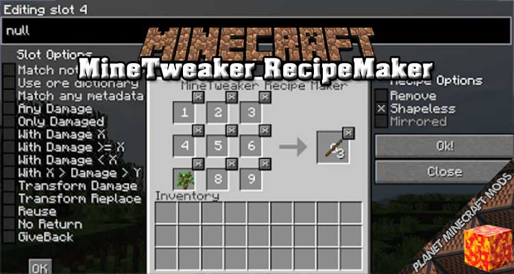 MineTweaker RecipeMaker Mod 1.12.2/1.10.2/1.7.10