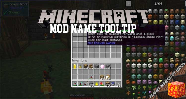 Mod Name Tooltip Mod 1.16.5/1.12.2/1.10.2