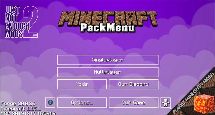 PackMenu Mod 1.16.5/1.15.2/1.14.4