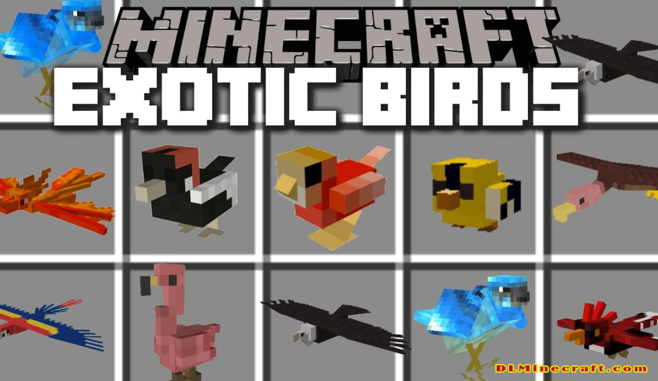 Exotic birds 1.16 5. Птицы в МАЙНКРАФТЕ мод. Птица майнкрафт. Exotic Birds майнкрафт мод. Мод на птиц в майнкрафт.